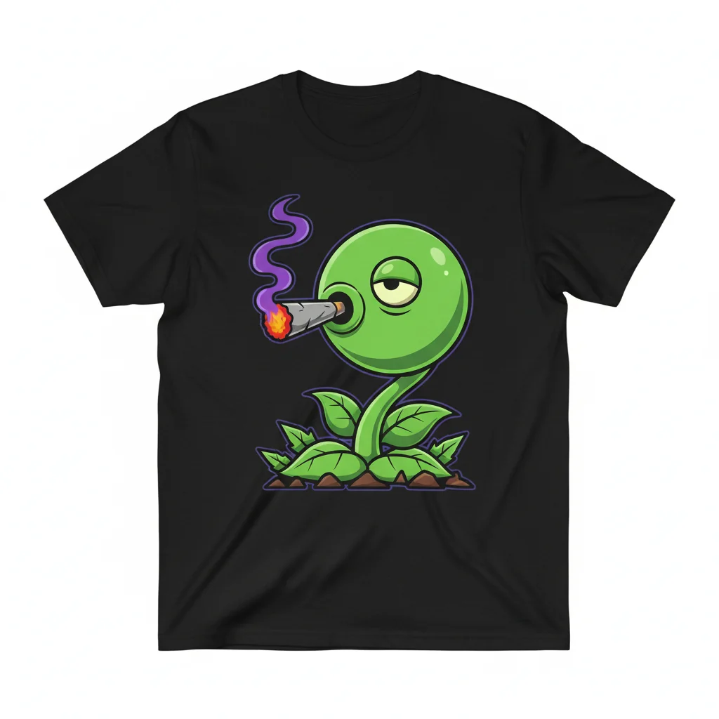 Plants vs. Zombies Peashooter Smoking Blunt Graphic Tee