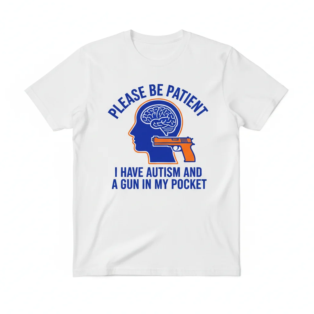 Autism Awareness & Gun Rights Essential T-Shirt - 'Please Be Patient' Slogan Tee