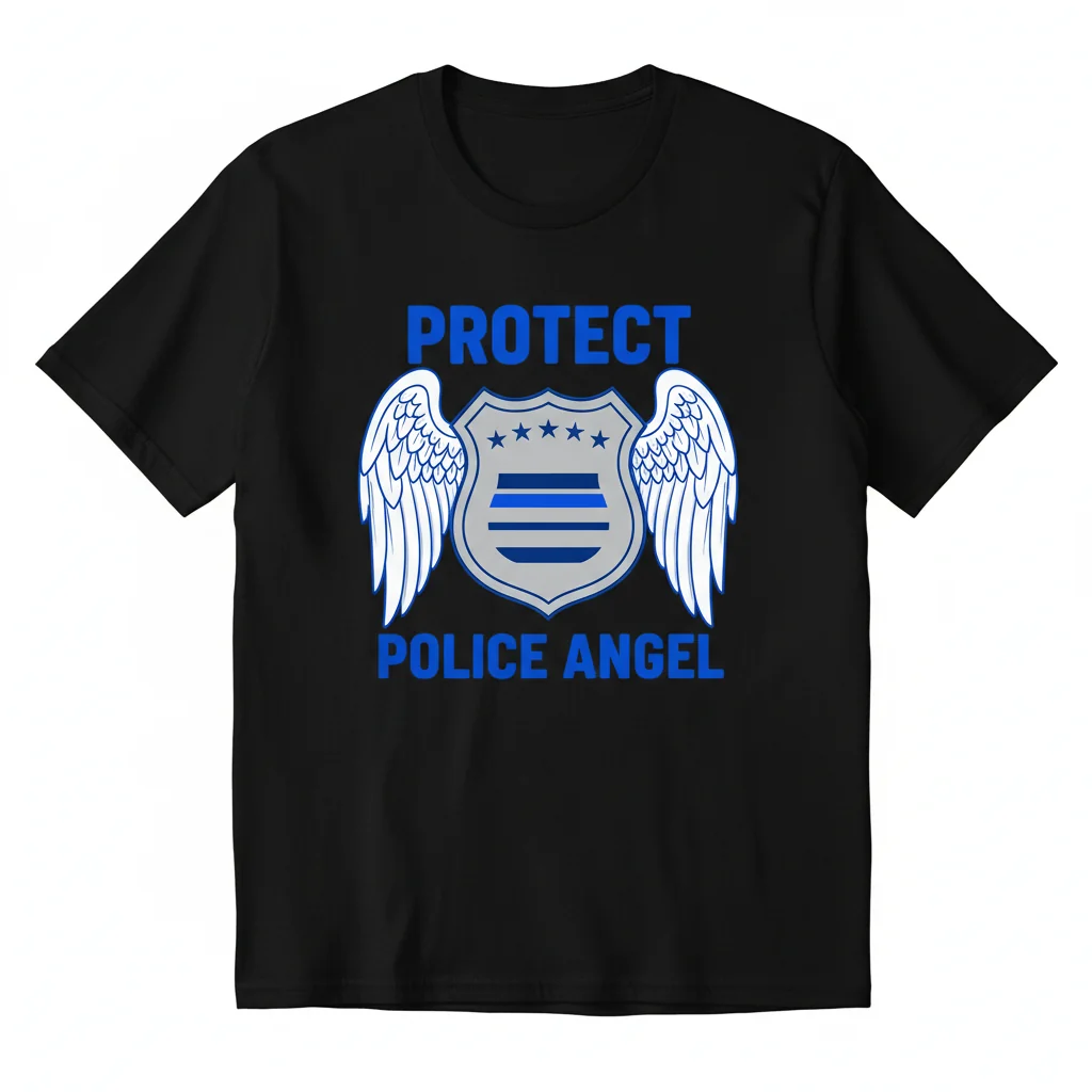 Thin Blue Line Angel Wings Graphic Tee