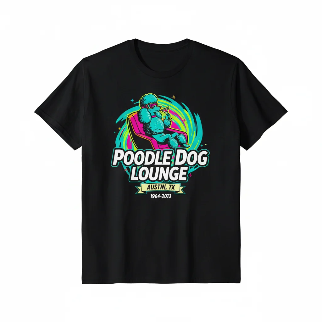 Poodle Dog Lounge Austin TX 1964-2013 Essential T-Shirt – Durable, Pre-Shrunk & Fade-Resistant