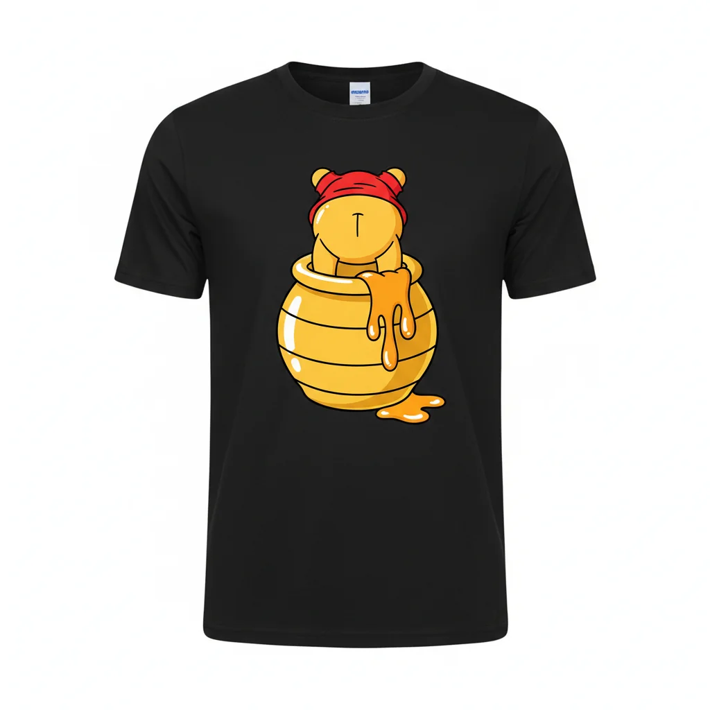 Winnie the Pooh "Stuck in the Honey Pot" Premium Essential T-Shirt – Fade-Resistant & Pre-Shrunk