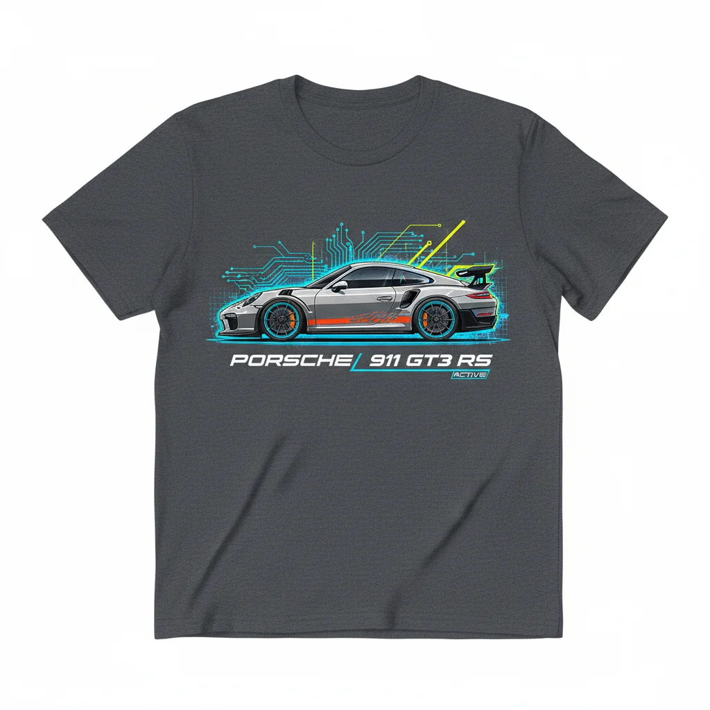 Porsche 911 GT3 RS Active T-Shirt – Men's Premium Cotton Tee for Car Enthusiasts