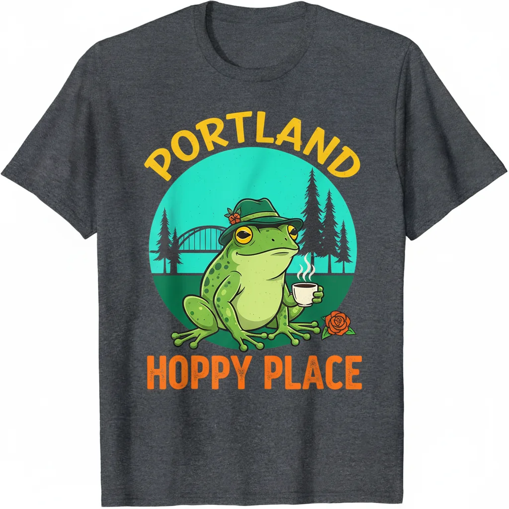 Portland Frog Shirt - Unique Graphic Tee for Nature Lovers