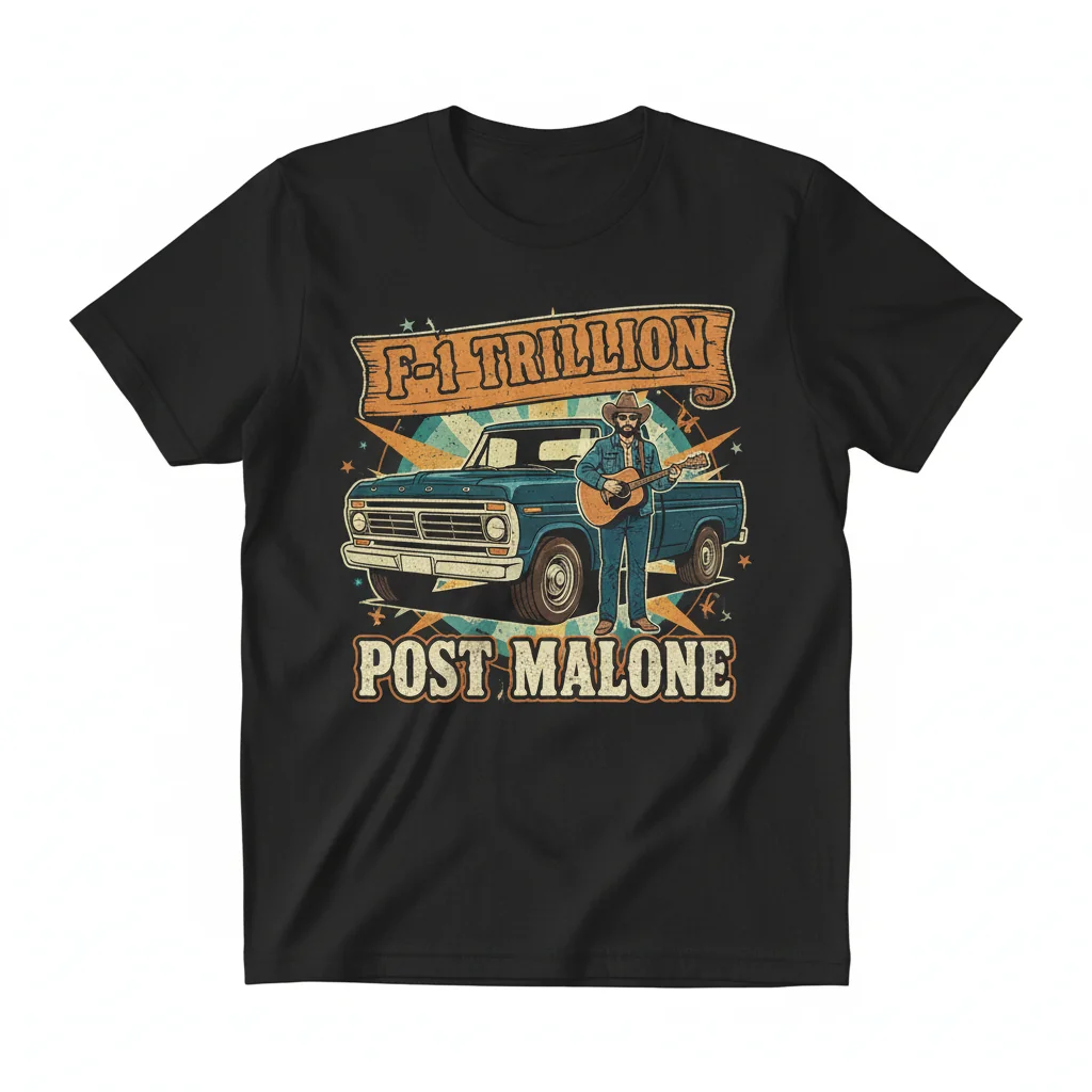 Post Malone F-1 Trillion Truck Vintage Graphic T-Shirt - Unisex Softstyle Tee