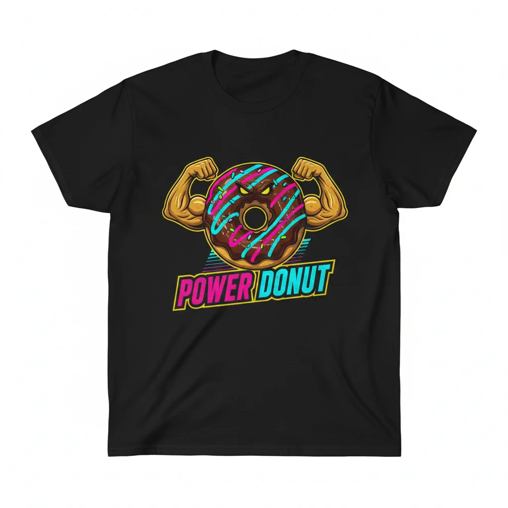Power Donut Strong Donut with Muscles Essential T-Shirt | Premium Cotton Graphic Tee