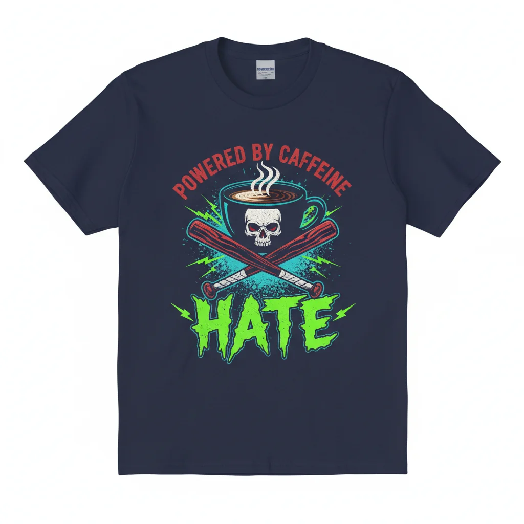 Camiseta Esencial "Powered by Caffeine and Hate" - Durabilidad Premium y Ajuste Perfecto