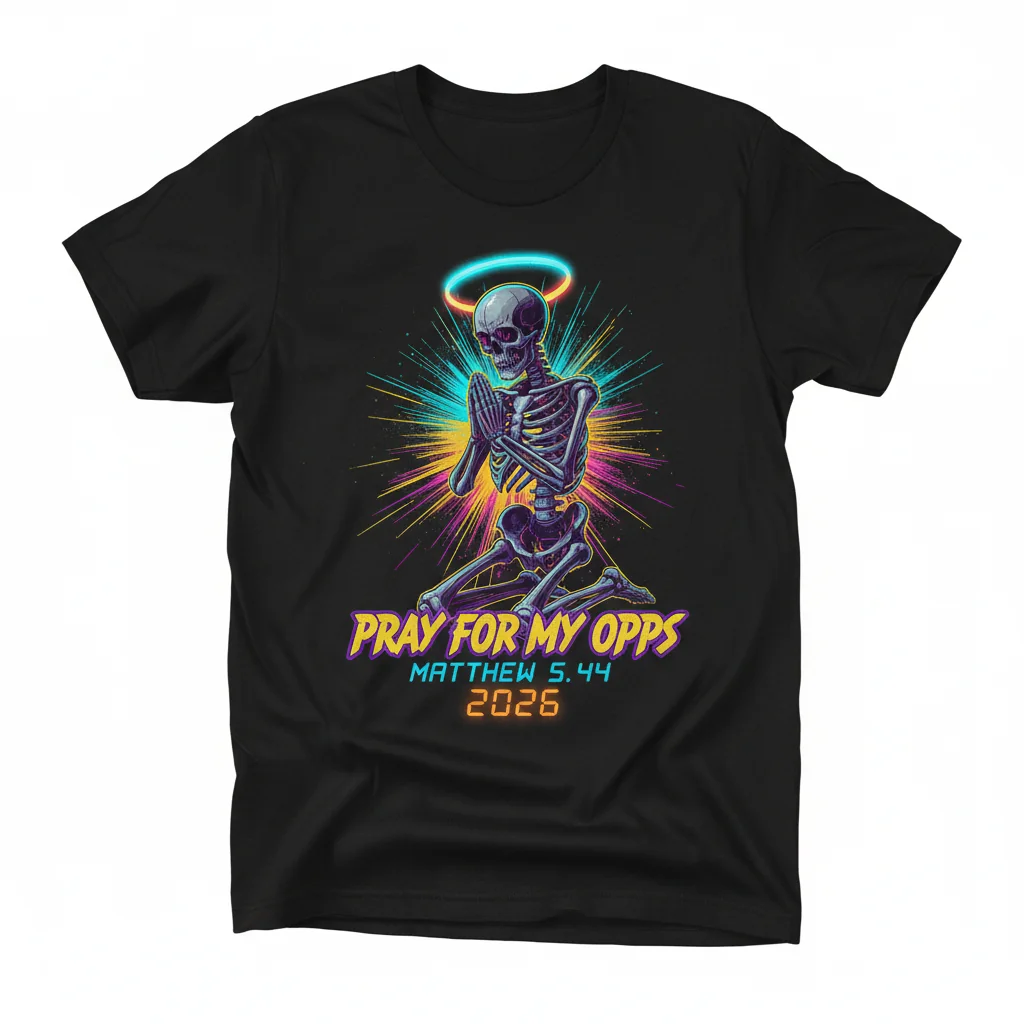 Pray For My Opps T-Shirt | Matthew 5:44 Skeleton Graphic Tee