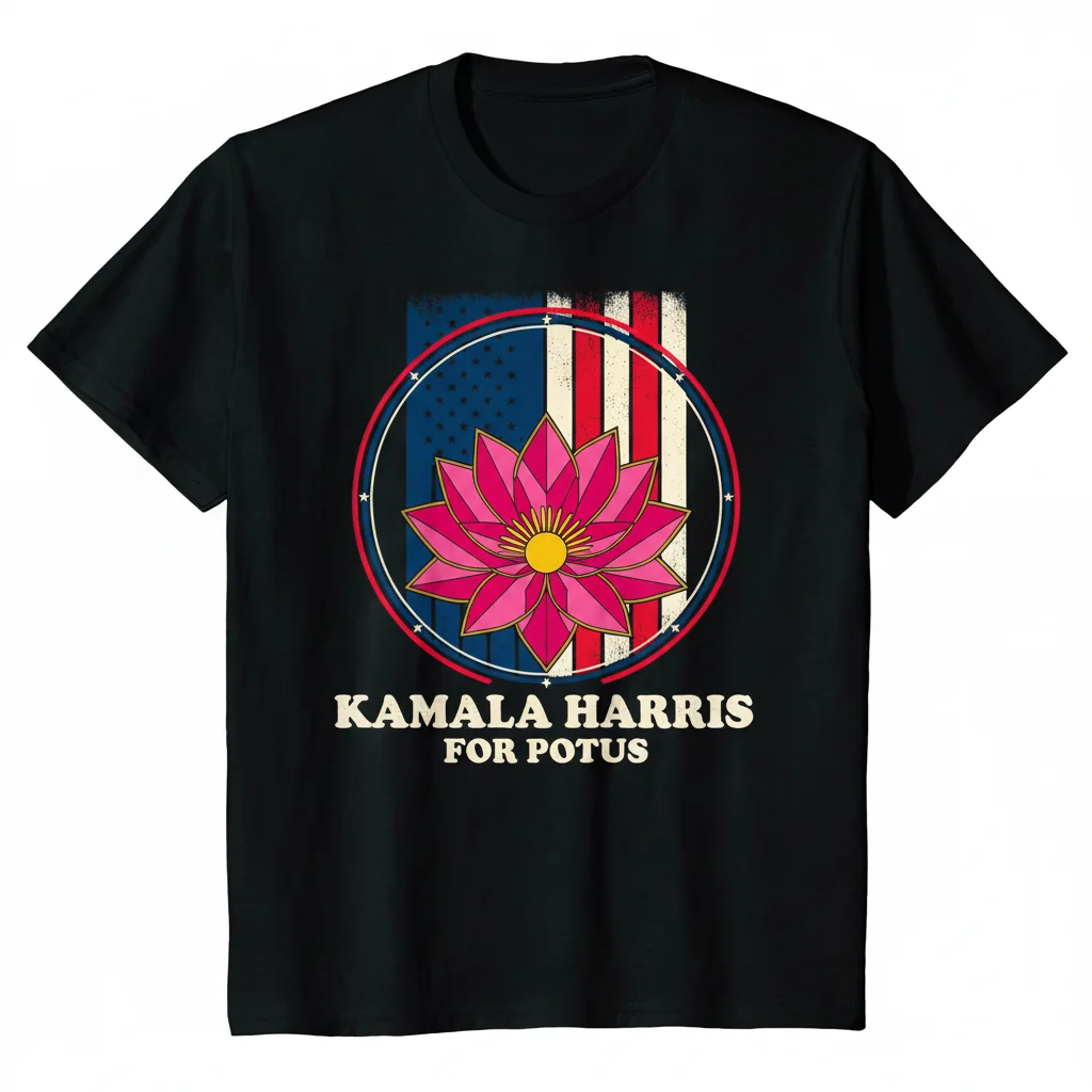 Kamala Harris Lotus & Flag: An Ode to American Progress Tee