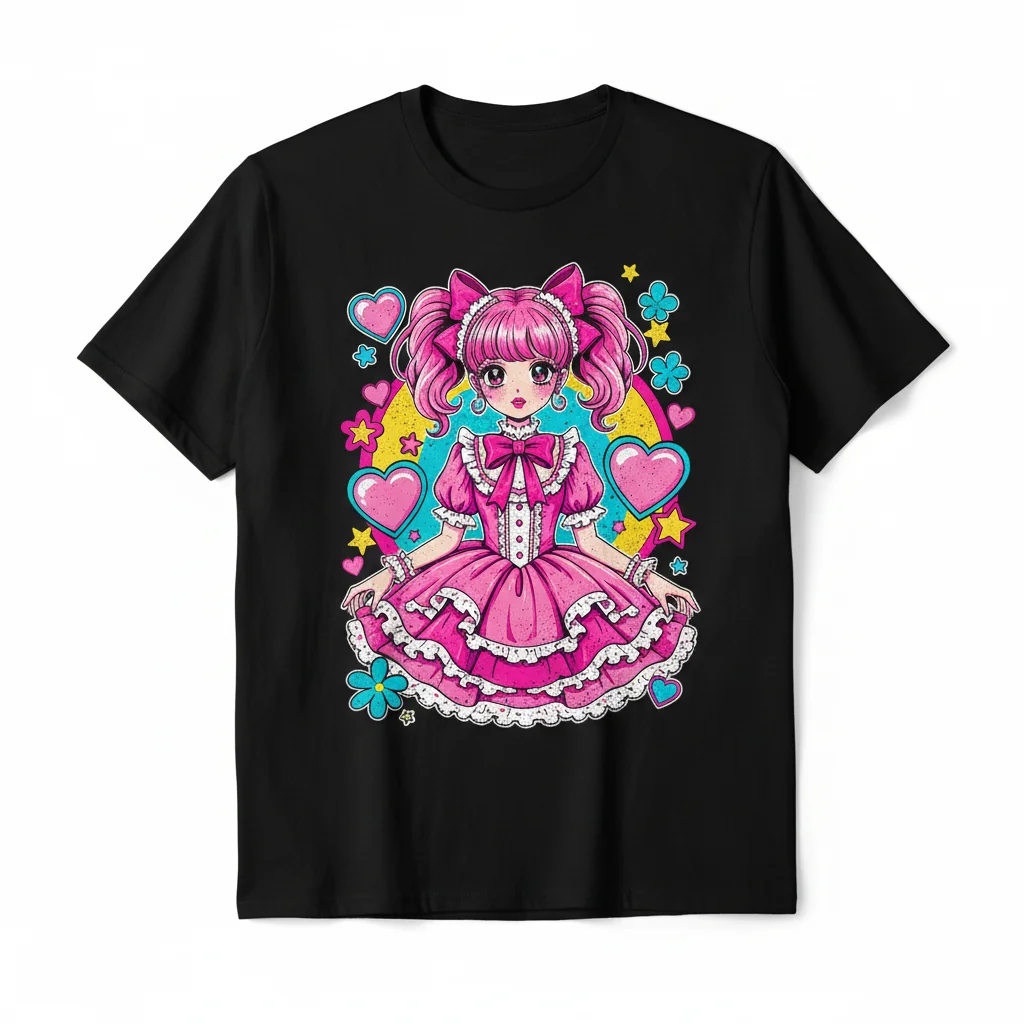 Coquette Anime Girl: Pink Vibe Tee