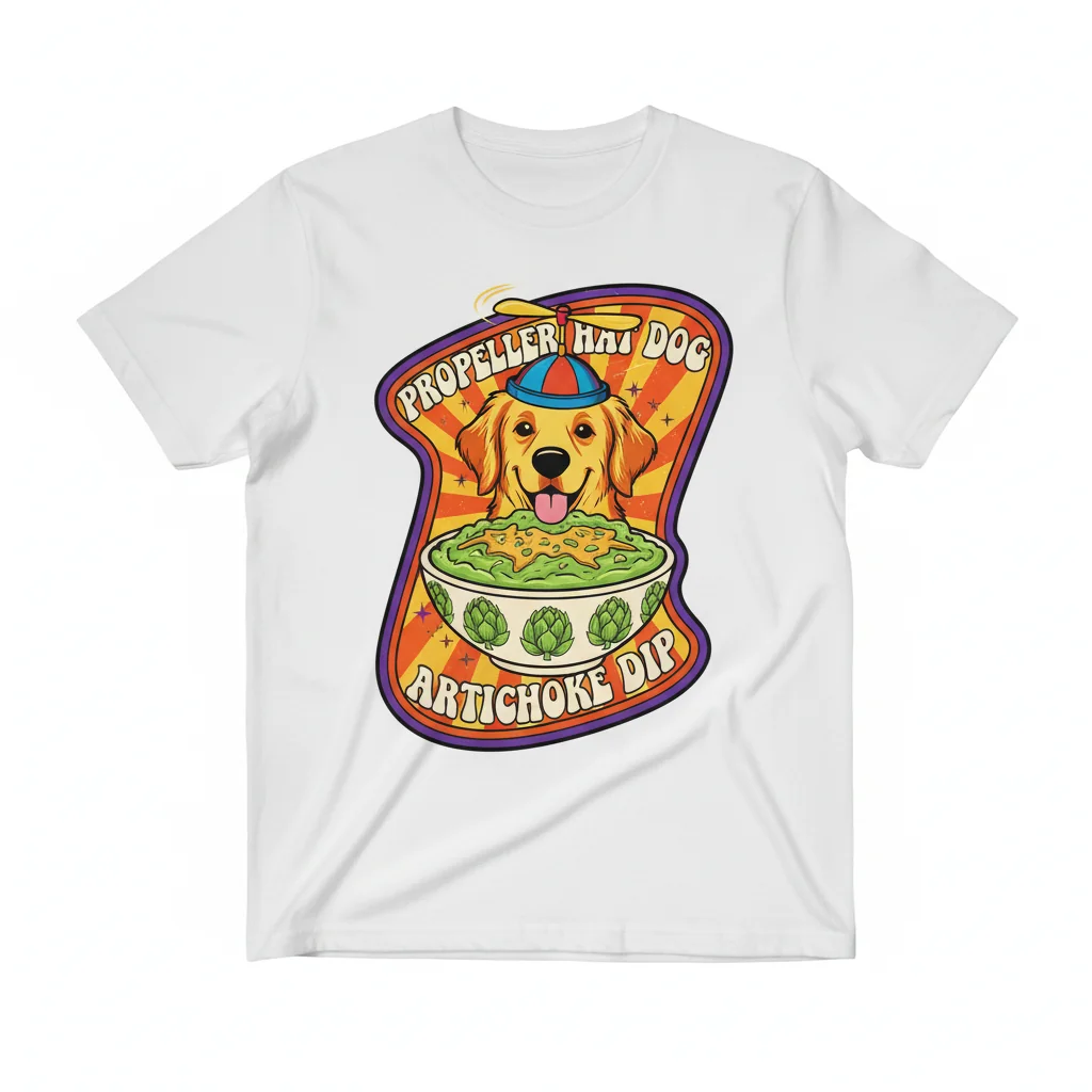 Propeller Hat Dog Artichoke Dip: Wearable Whimsy Essential Tee