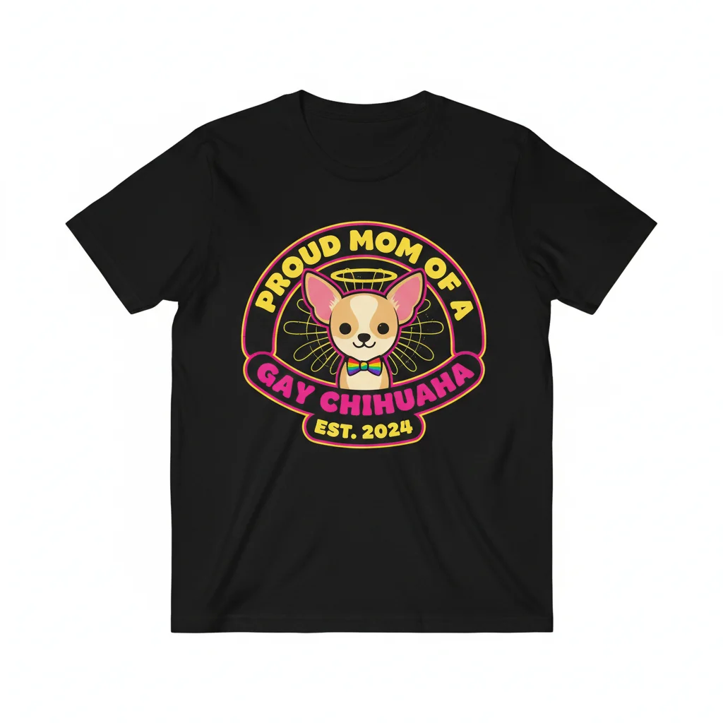 "Proud Mom of a Gay Chihuahua" Artistic Graphic Tee
