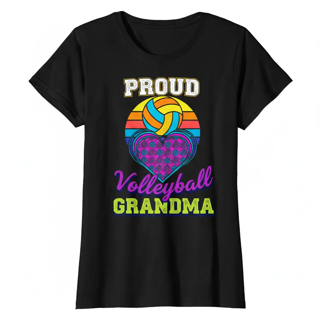 Proud Volleyball Grandma: Wear Your Heart on Your Sleeve Tee