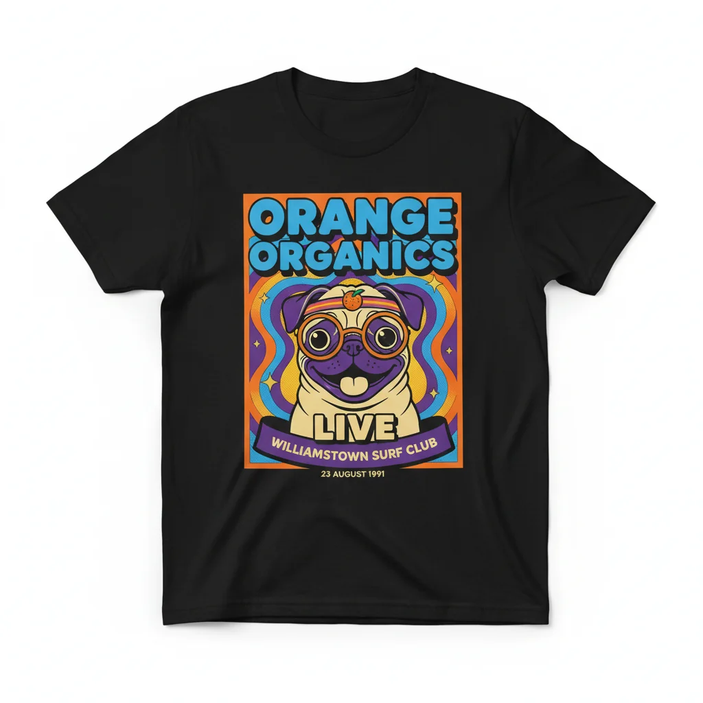Pugwall - Orange Organics Retro Poster Essential T-Shirt: Unmatched Durability & Style