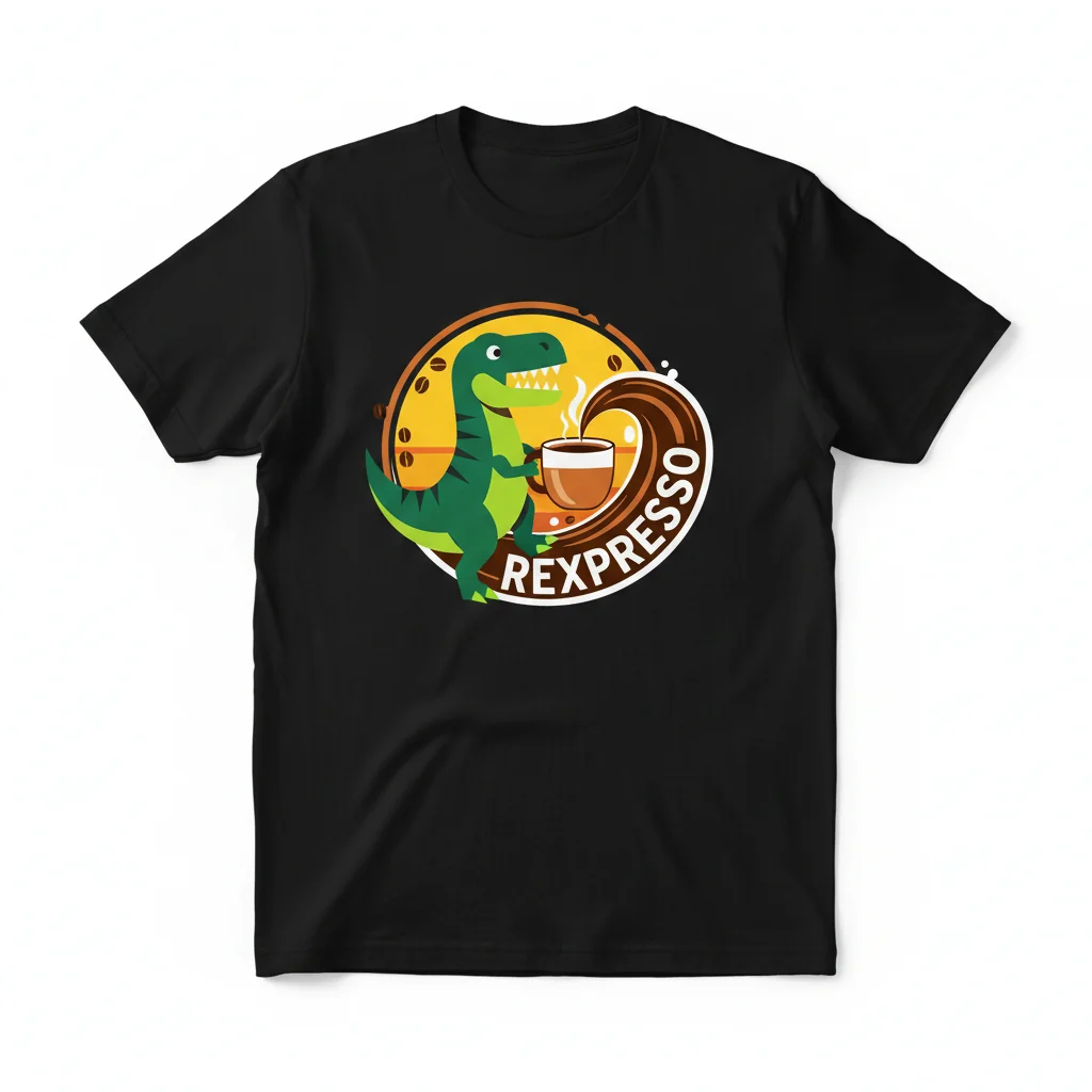 Punimal Café Rexpresso Dino T-Shirt - Essential Cotton Tee