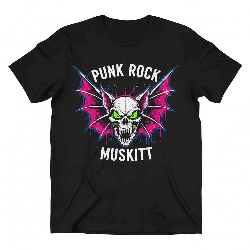 Bat Skull Grunge Tee: Embrace Your Inner Punk Spirit