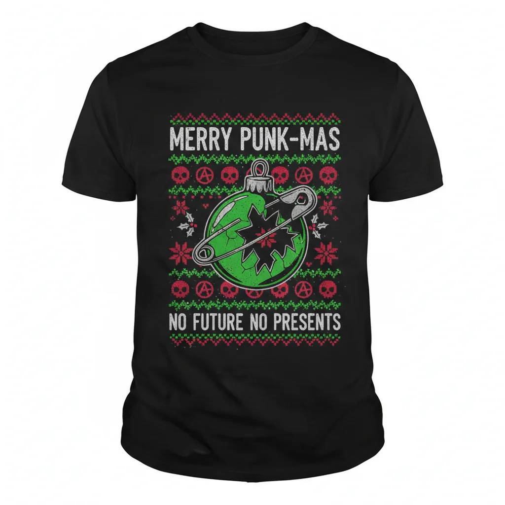 Punk Rock Music Ugly Christmas Sweater Essential T-Shirt - Unisex Cotton Tee