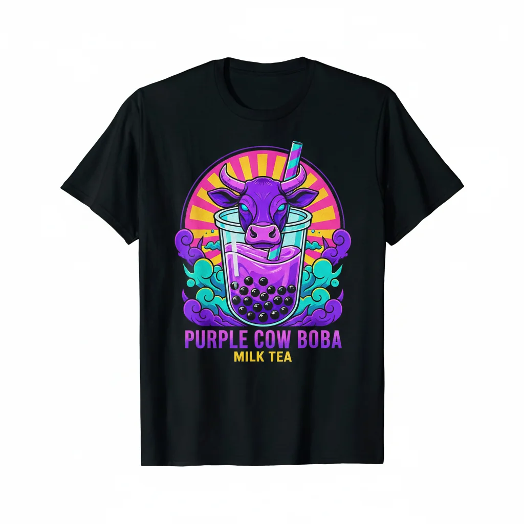 Purple Cow Milk Tea Boba T-Shirt - Essential Drink Lover Tee