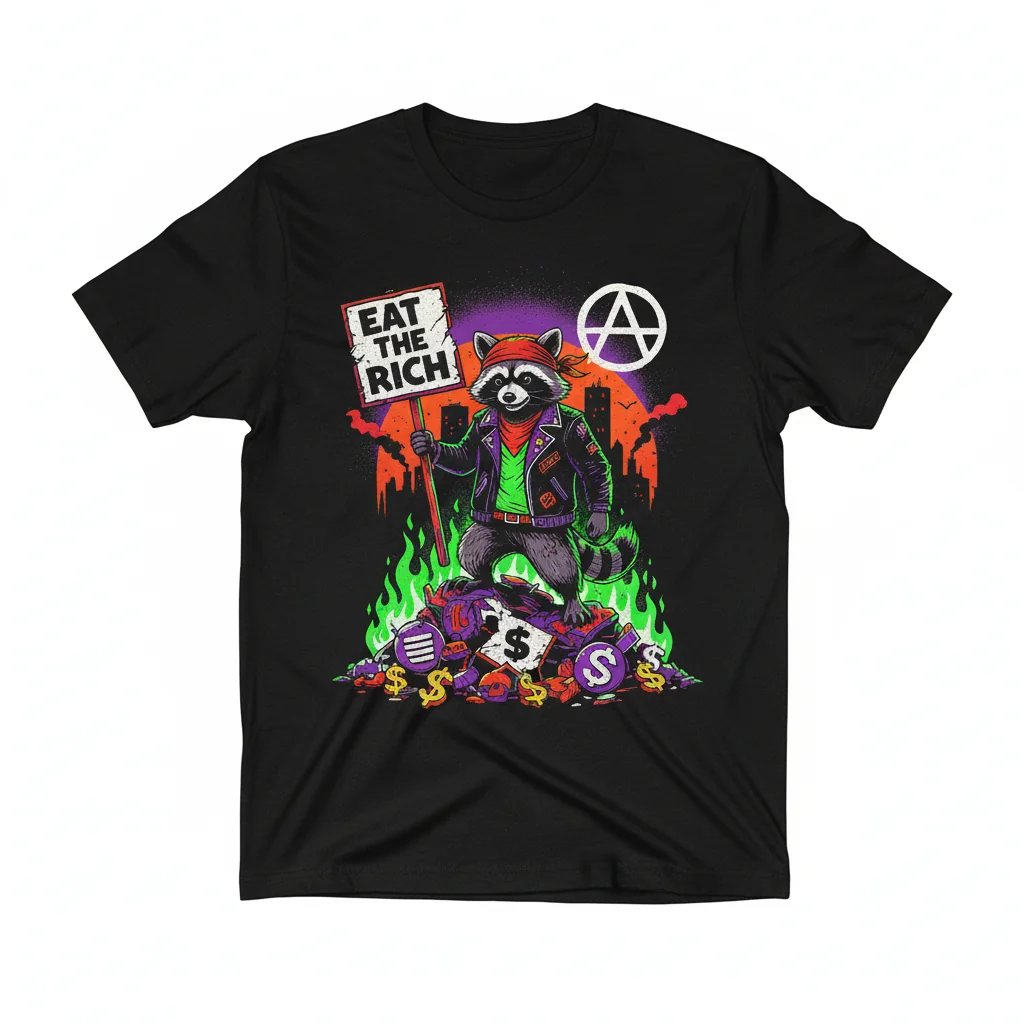 Raccoon Anti-Corporate "Eat The Rich" Leftist Anarchist Shirt
