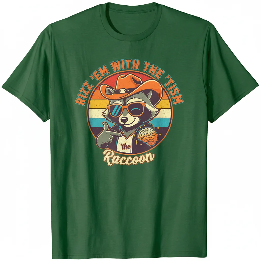 Vintage Raccoon Rizz Em With The Tism T-Shirt - Ultra Durable & Eco-Friendly