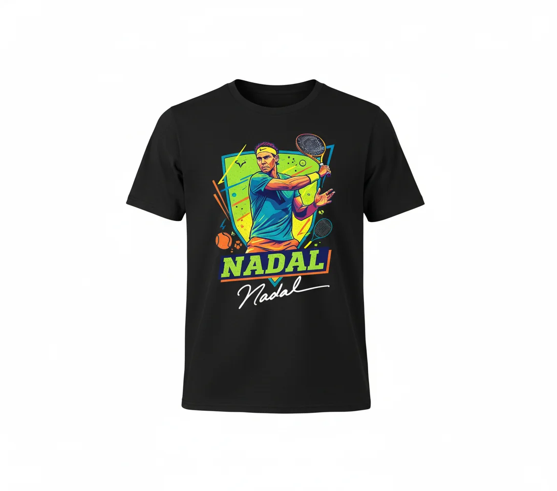Rafael Nadal Signature Tennis Graphic Tee - Ultimate Fan Comfort & Durability 1 Rafael Nadal Signature Tennis Graphic Tee - Ultimate Fan Comfort & Durability