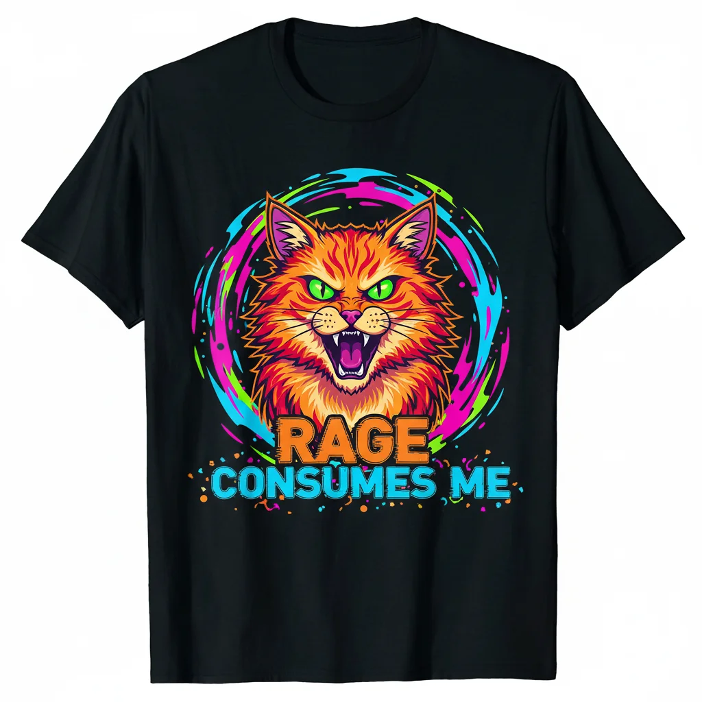 Rage Consumes Me: Premium Cute Cat Tee – Ultra-Durable & Fade-Resistant