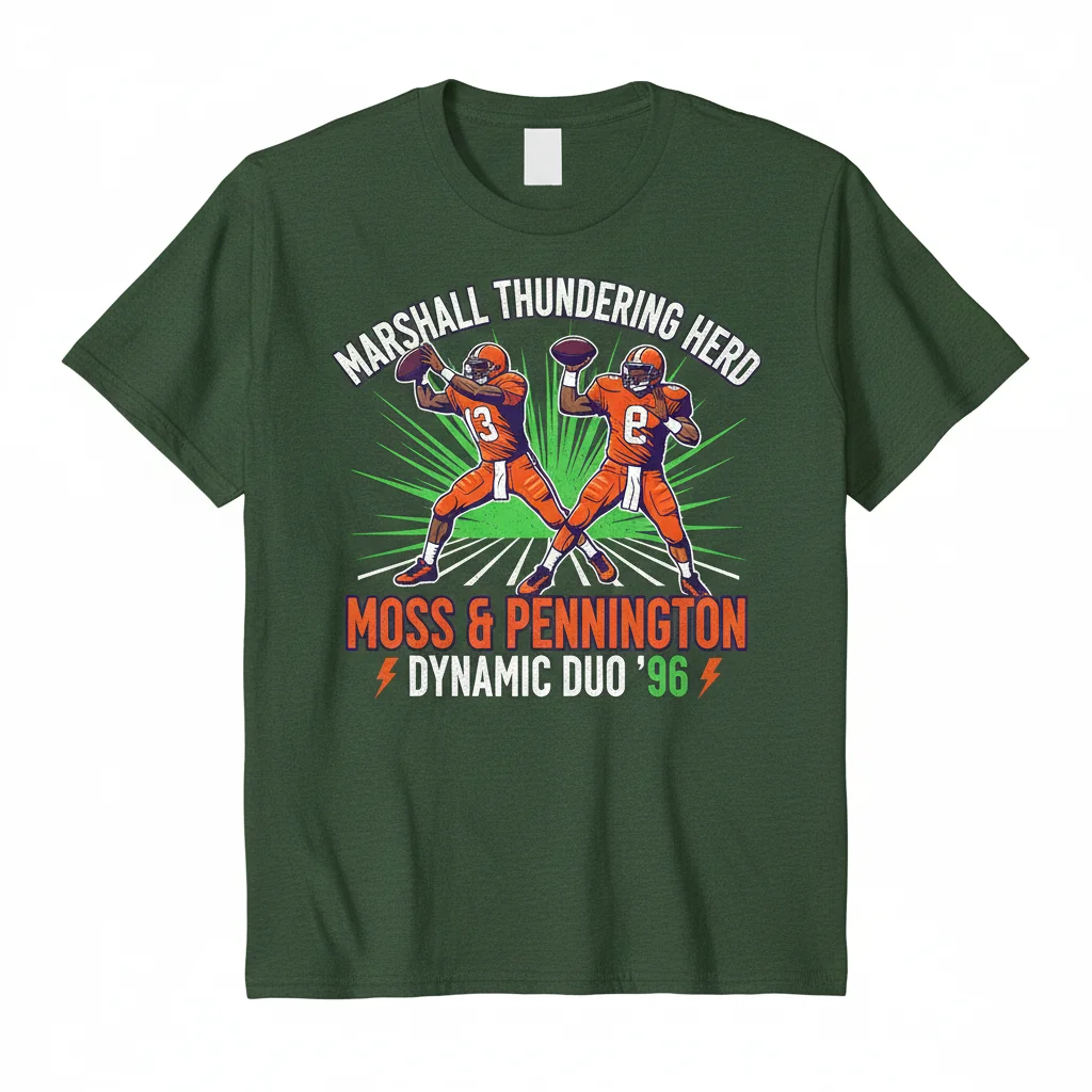 Randy Moss & Chad Pennington '96 Marshall Thundering Herd Football T-Shirt