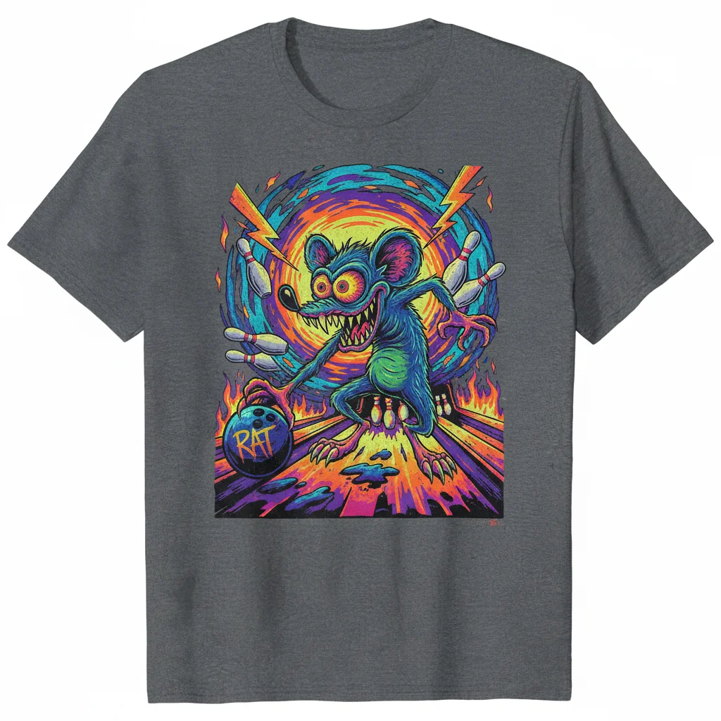 Rat Fink Bowling T-Shirt - Ed "Big Daddy" Roth Hot Rod Kustom Kulture Tee