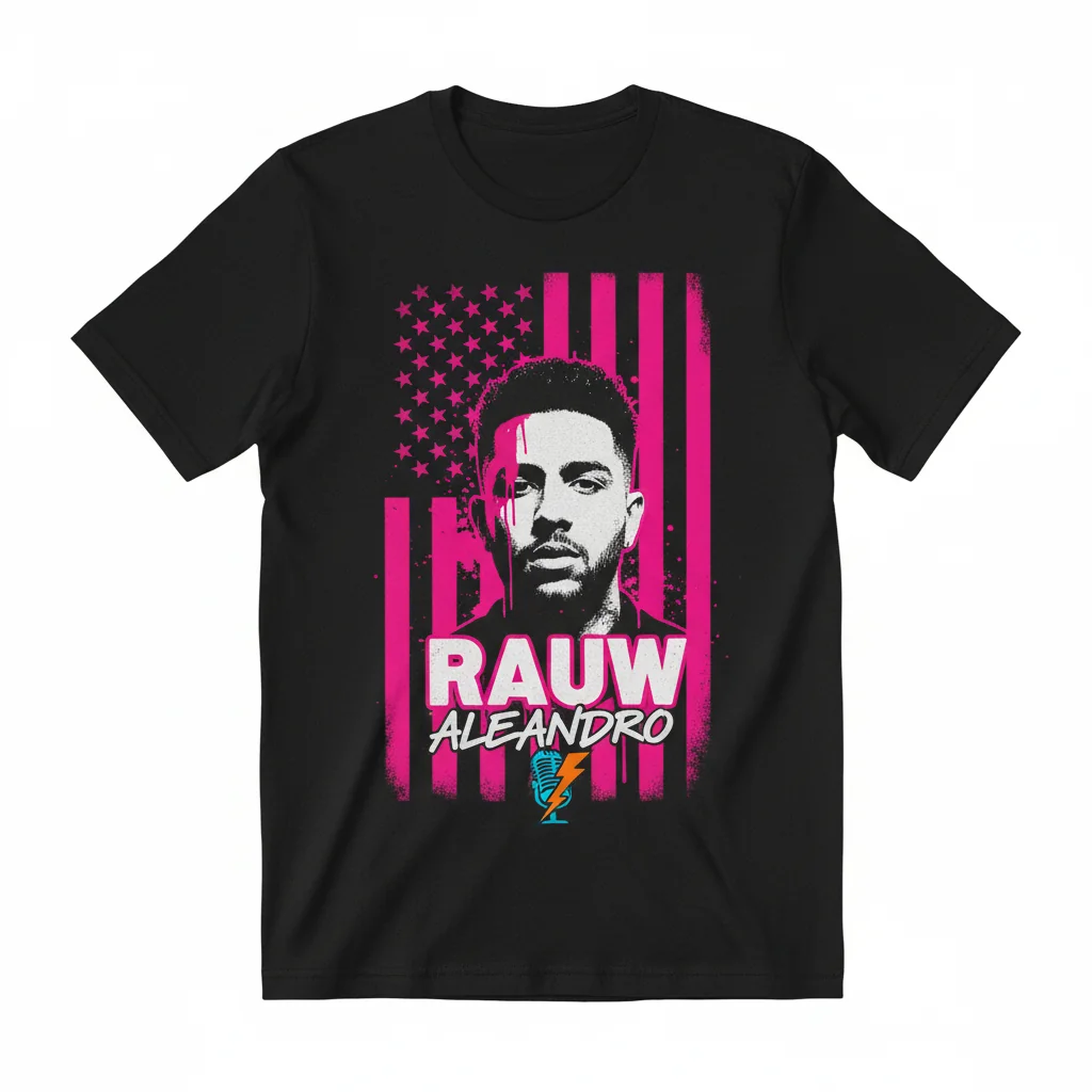 Rauw Alejandro Pink American Flag Unisex Tee – Music Fan Apparel