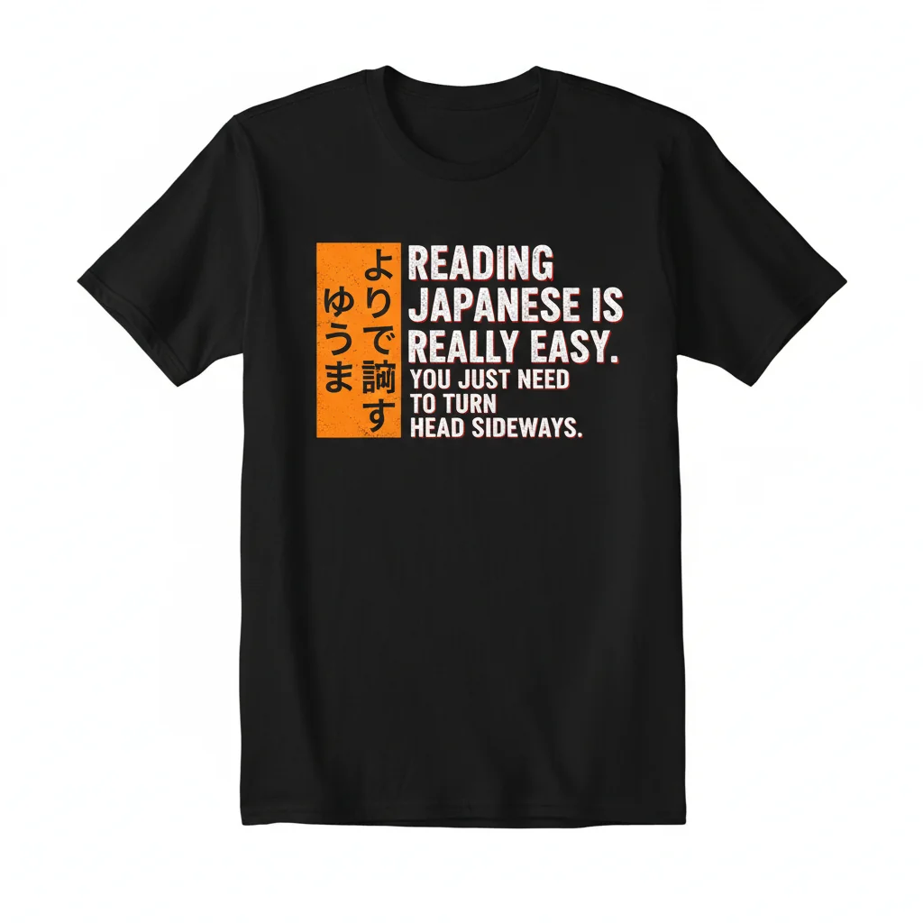 Reading Japanese is Easy: Funny Sideways Text T-Shirt