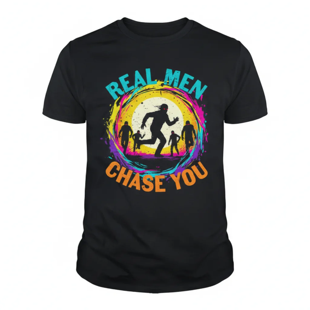 "Real Men Chase You" T-Shirt | Funny Slogan Unisex Tee