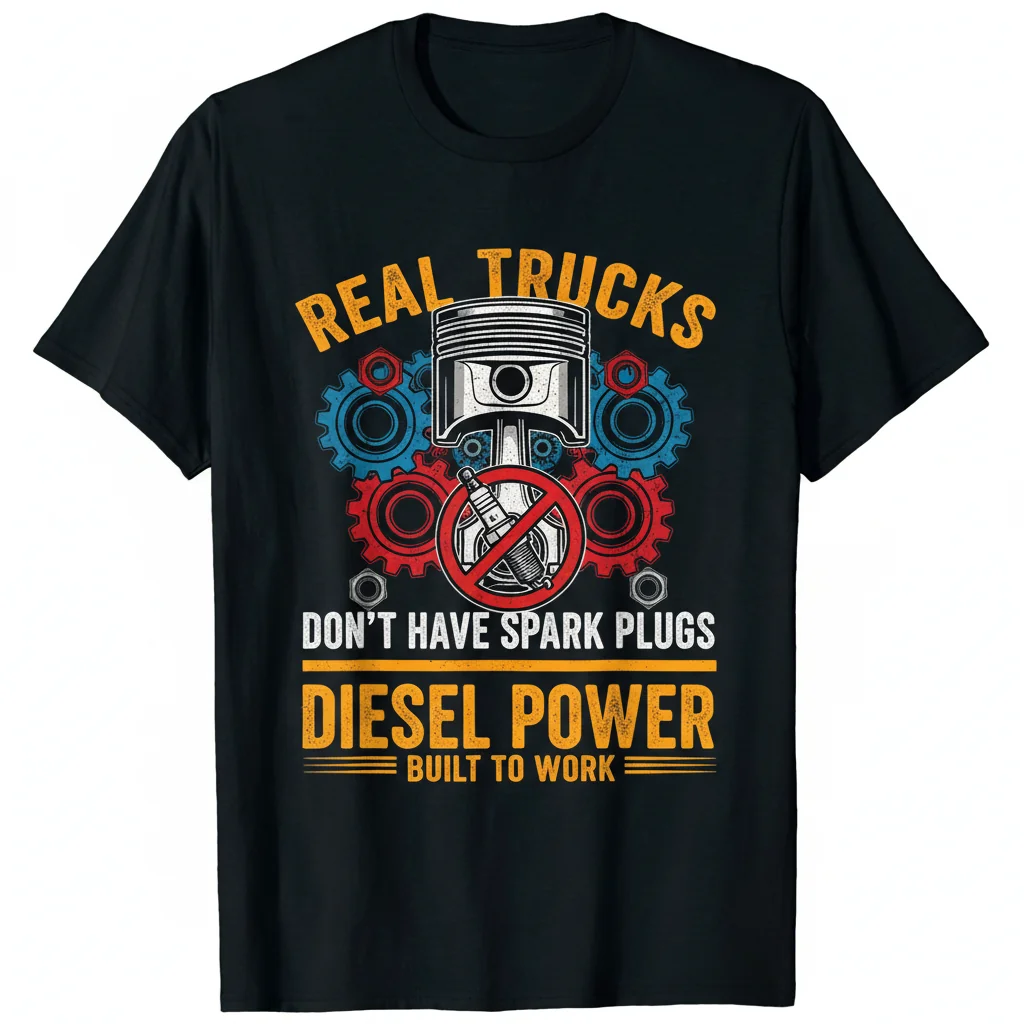 Real Trucks Don't Have Spark Plugs Diesel Trucks Essential T-Shirt – Men's Funny Graphic Tee
