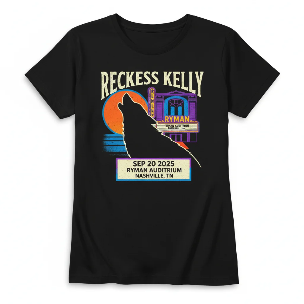 Reckless Kelly Ryman Auditorium 2025 Nashville Concert Poster T-Shirt