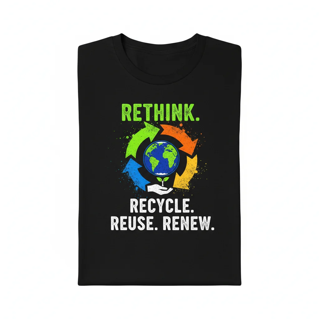 Recycle Reuse Renew Rethink Save Planet Essential T-Shirt - Eco-Friendly Slogan Tee