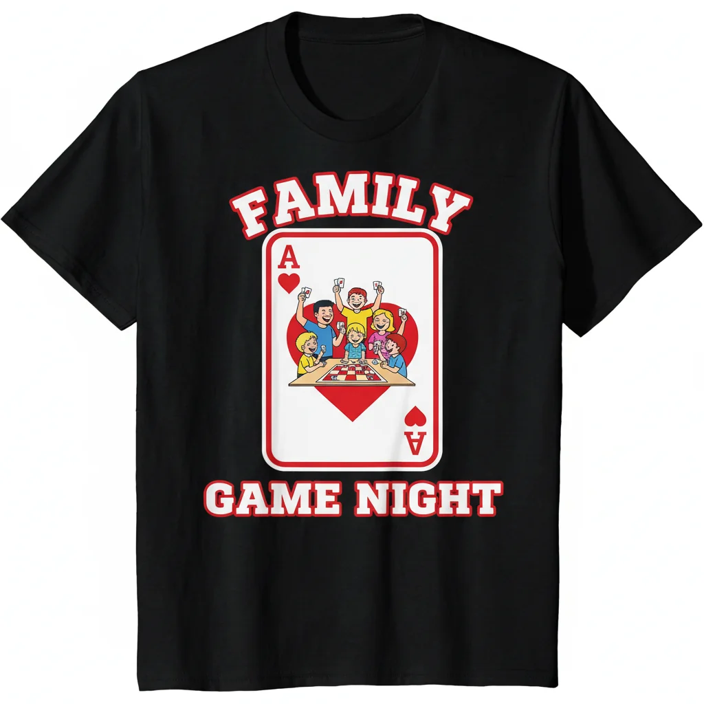 Red Ace of Hearts Playing Card T-Shirt – Family Game Essential Cotton Tee