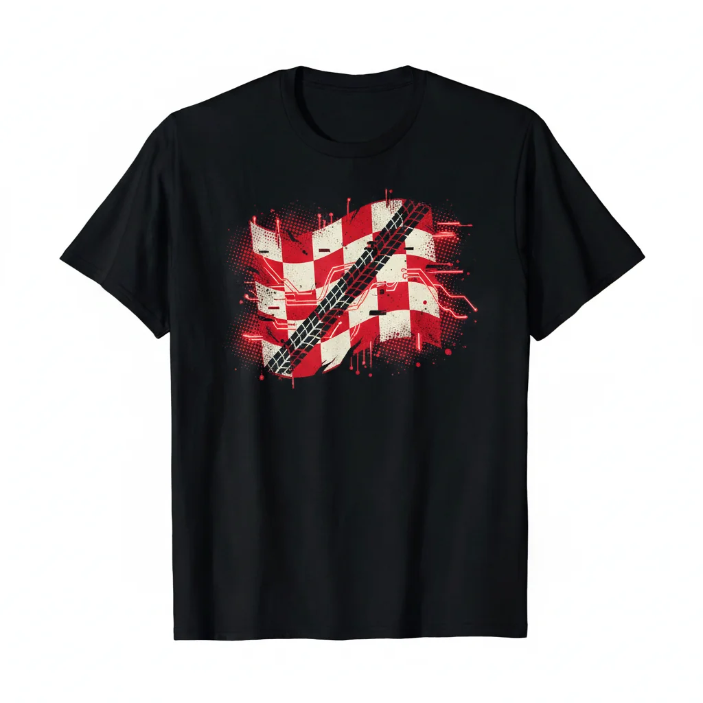 Red and White Checkered Graphic T-Shirt – Durable & Fade-Resistant