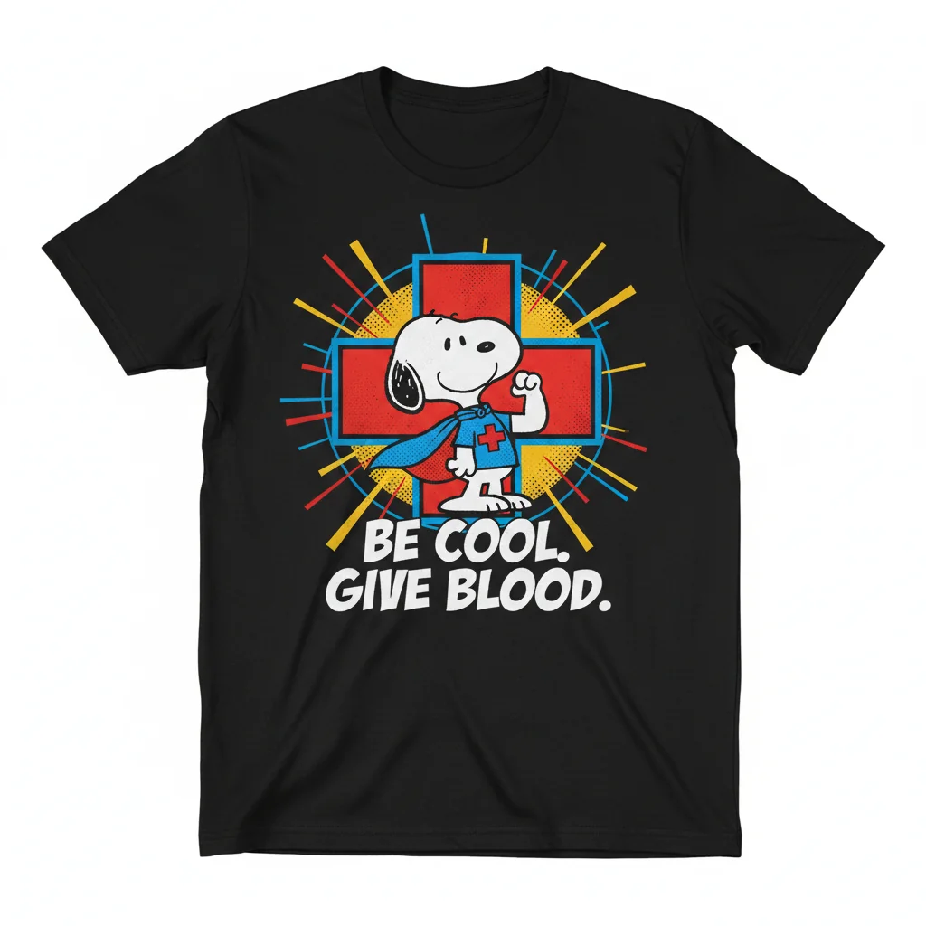 Snoopy 'Be Cool Give Blood' Red Cross T-Shirt