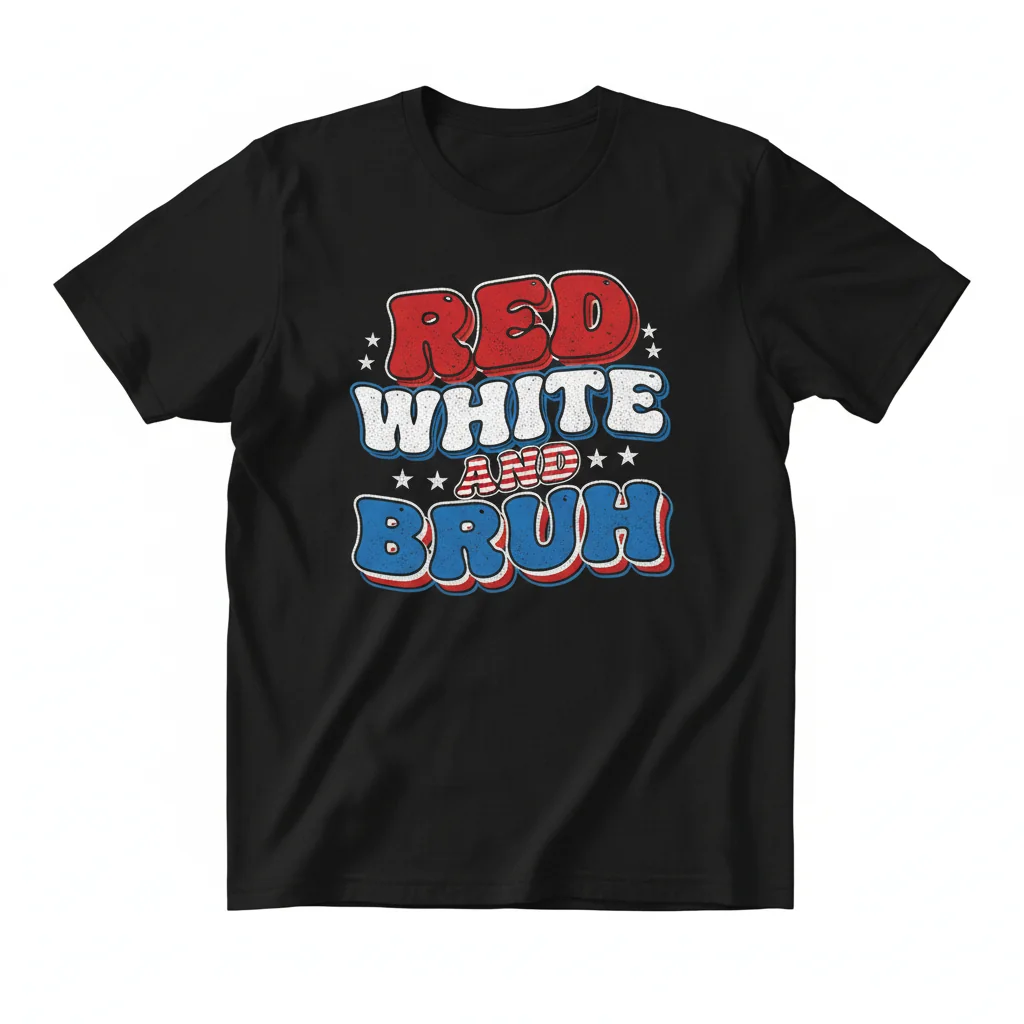 Red White and Bruh Shirt - Funny Patriotic Graphic Tee