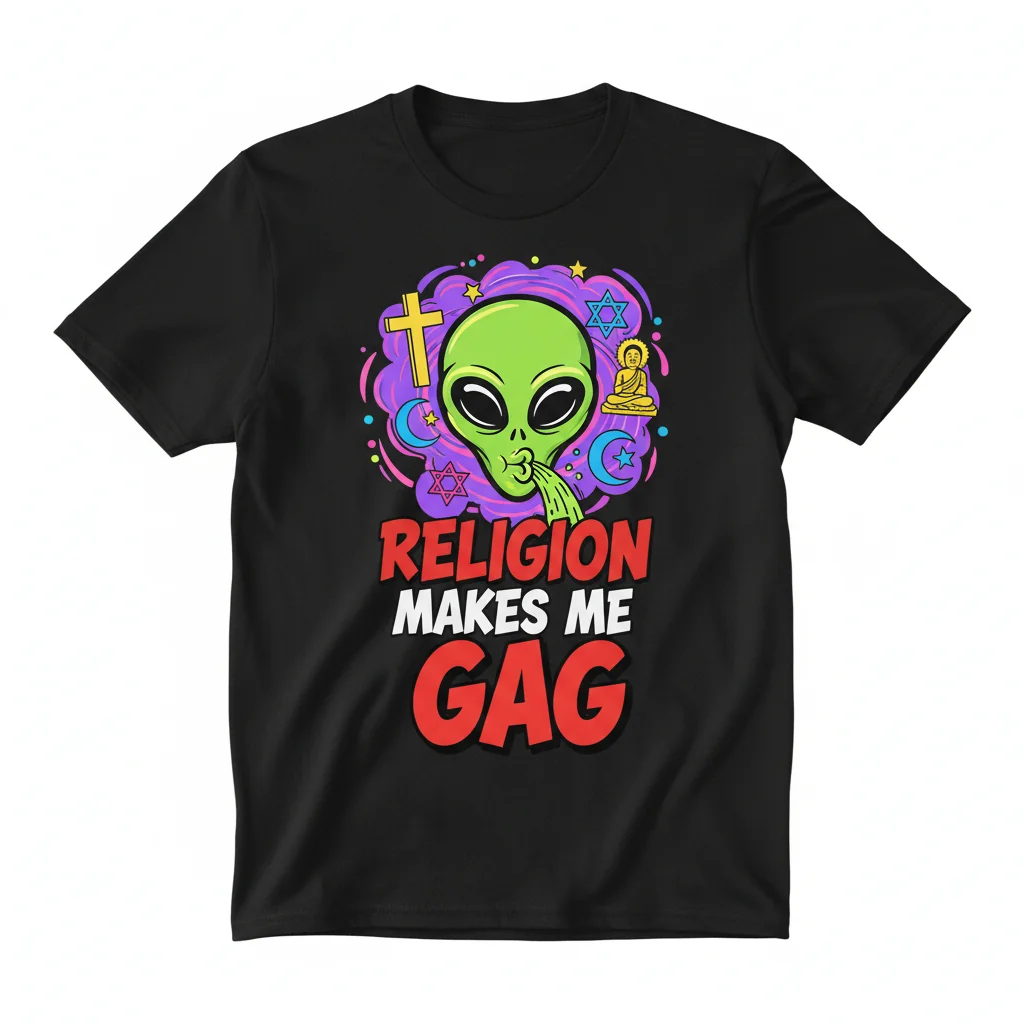 Religion Makes Me Gag. Iconic Street Tee.