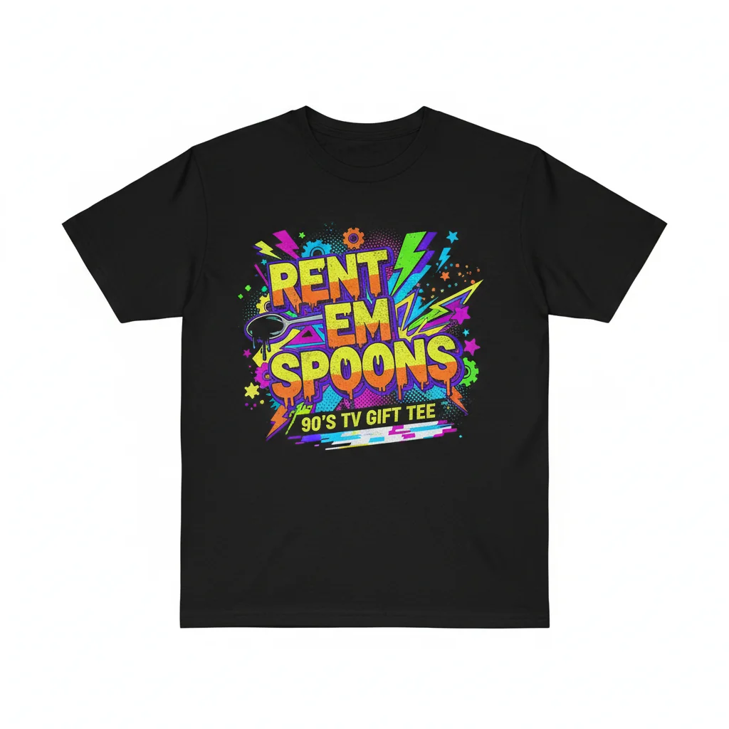 Rent Em Spoons 90's TV Gift Tee - Youth Heavyweight T-Shirt (XL, Black)