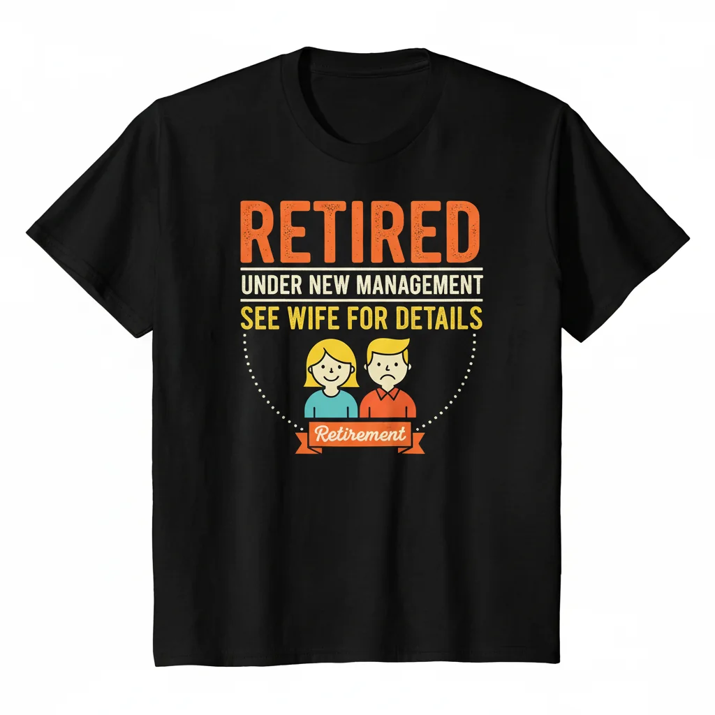 Retired Under New Management See Wife For Details T-Shirt – Funny Retirement Tee