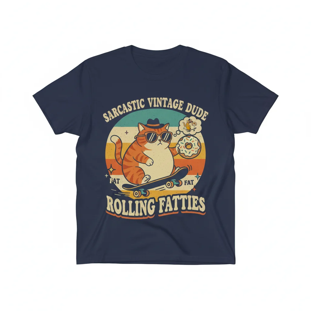 Rolling Fatties Retro Cat Meme Tee