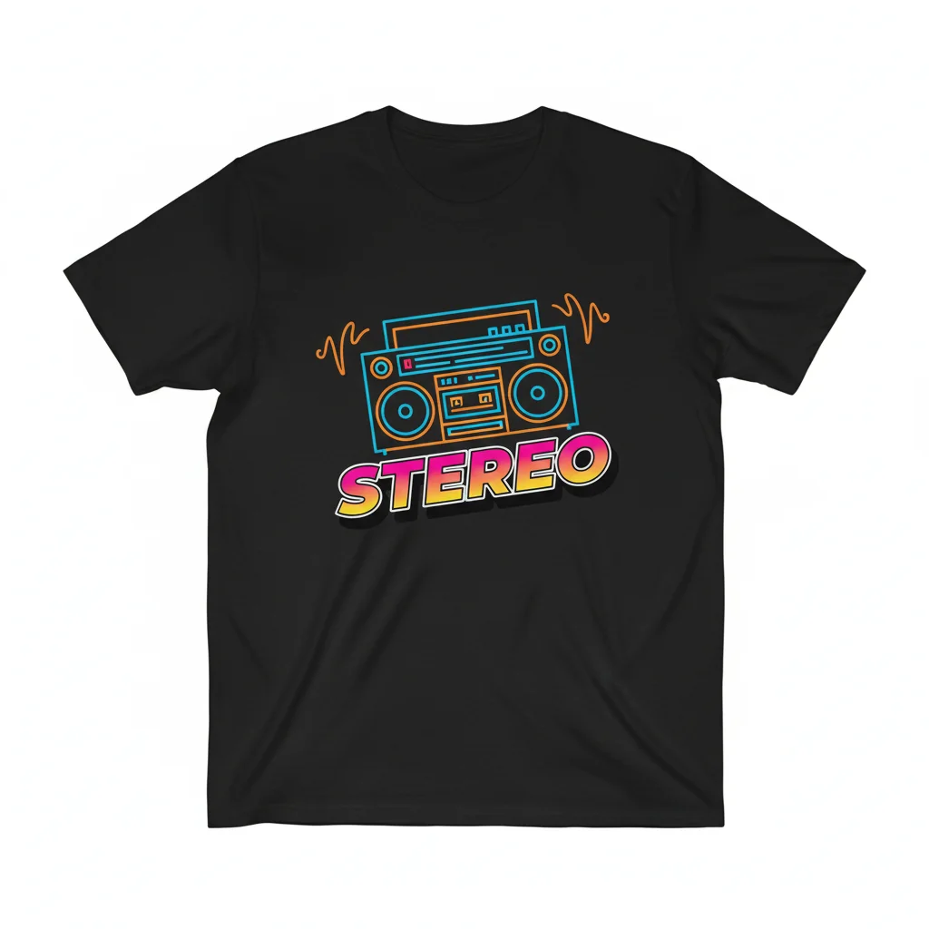 Retro Stereo Inscription Essential T-Shirt – Premium Cotton Graphic Tee