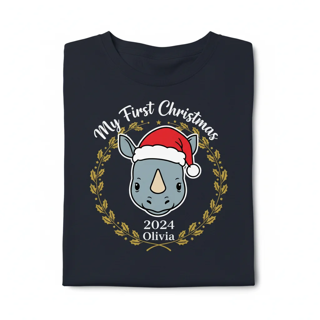 Rhino Baby Christmas Personalized Ornament - Custom Keepsake Gift