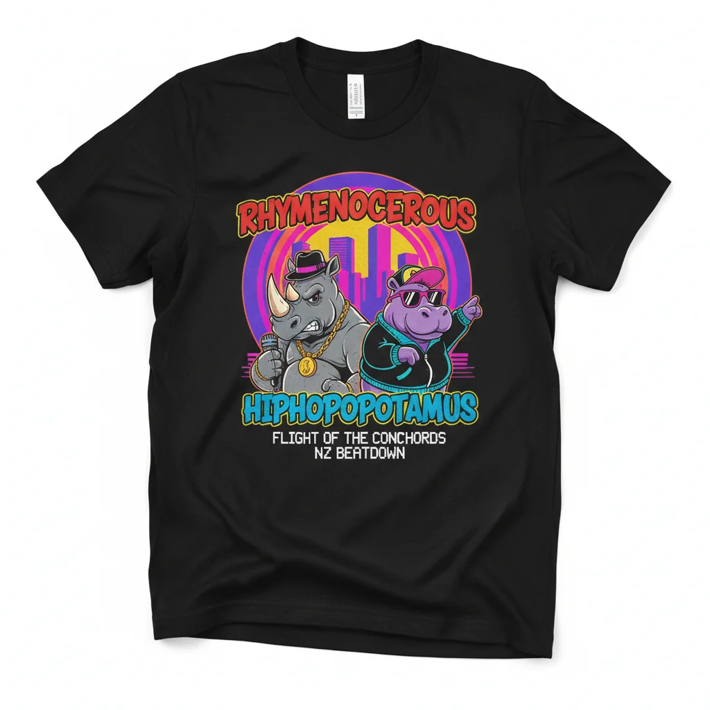 Rhymenocerous & Hiphopopotamus: Flight of the Conchords 'Classic Beats' Tee