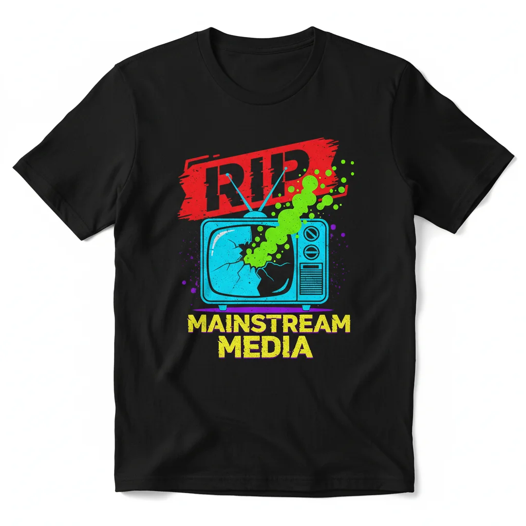 RIP Mainstream Media White Essential T-Shirt – 100% Cotton, Retail Fit, Durable Print