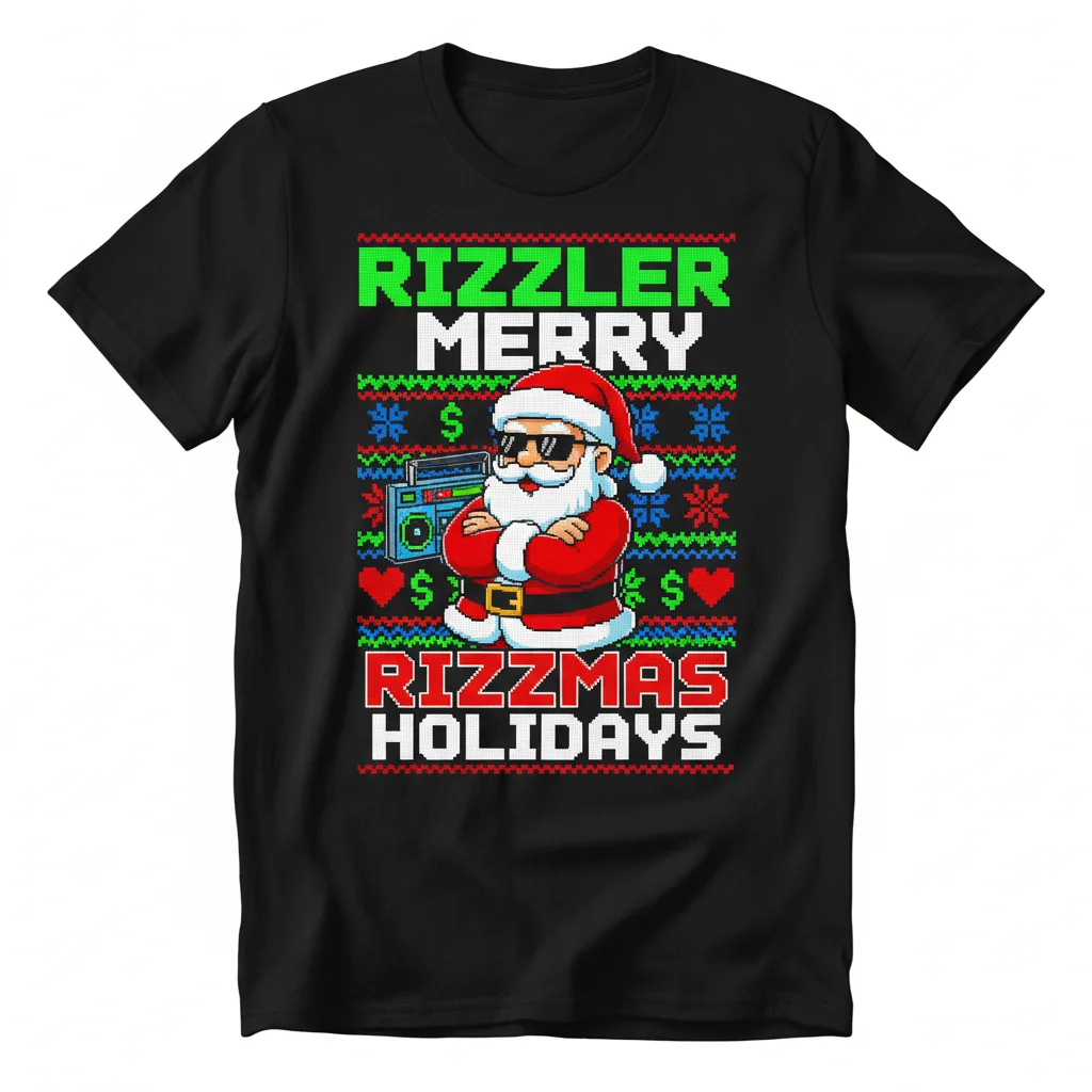 Rizzler Merry Rizzmas Christmas Holiday T-Shirt - Festive & Funny Apparel