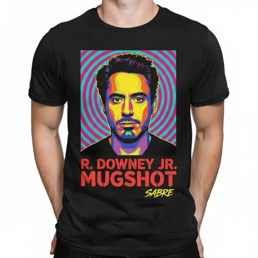 Robert Downey Jr. Mugshot 'SABRE' Essential Tee – Wear the Narrative