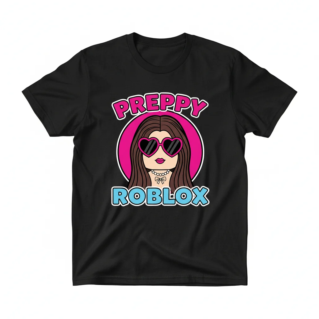 Roblox Pink Preppy Girl T-Shirt - Soft Cotton, Retail Fit for Gamers