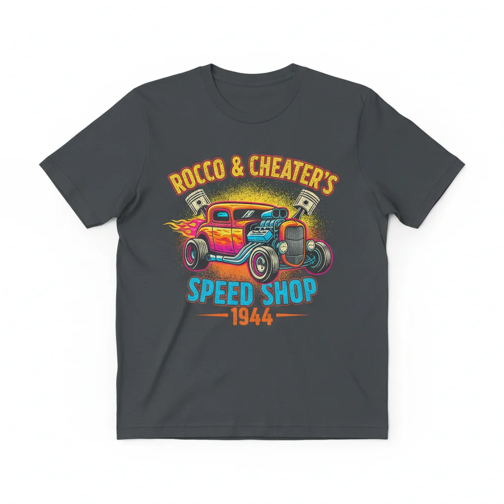 Rocco & Cheater's '44 Speed Shop T-Shirt | Premium Vintage Graphic Tee