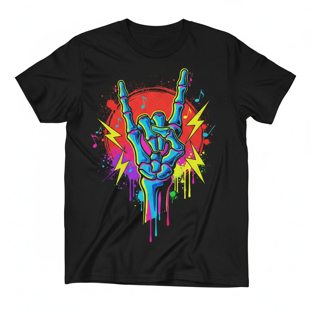 Rock And Roll Skeleton Hand T-Shirt: Unmatched Durability & Style